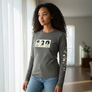 Vintage PNB Nation Clothing Long Sleeve Graphic T Perm Happy Blowout Grey Size M